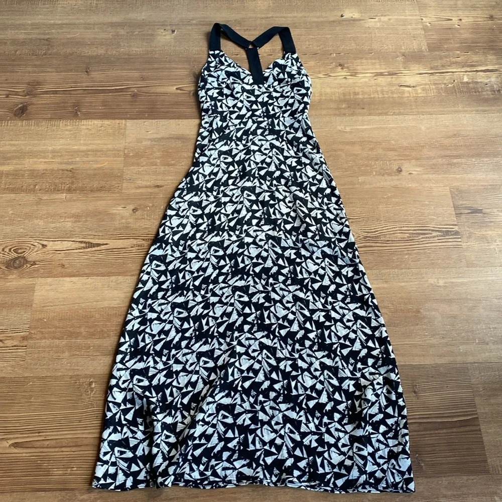A.L.C. Patti Black and White Floral Silk V-Neck Sleeveless Maxi Dress